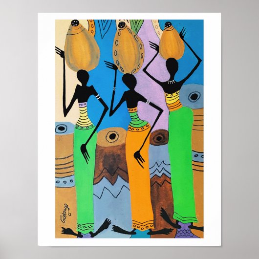 Afrikaanse kunst, verkopers van kokosolie poster (Voorkant)