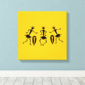 Afrikaanse kunst, vrolijke dans canvas afdruk (Insitu (Houten vloer))