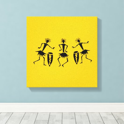 Afrikaanse kunst, vrolijke dans canvas afdruk (Insitu (Houten vloer))