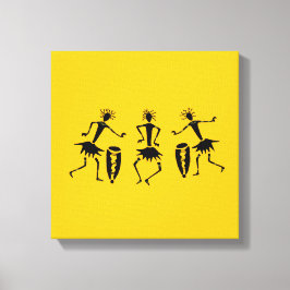 Afrikaanse kunst, vrolijke dans canvas afdruk