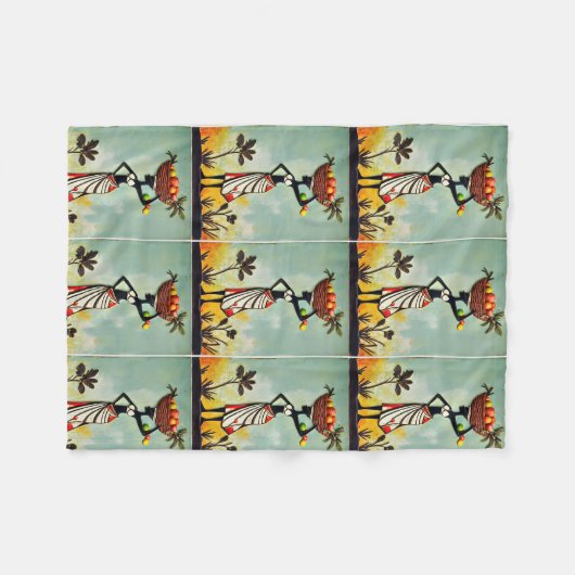 Afrikaanse kunst - Vrouw op gooit dekens, Kussens Fleece Deken (Voorkant (Horizontaal))