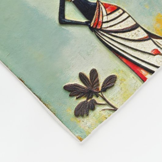 Afrikaanse kunst - Vrouw op gooit dekens, Kussens Fleece Deken (Hoek)