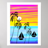 Afrikaanse kunst, zonsondergang zeilen poster (Voorkant)
