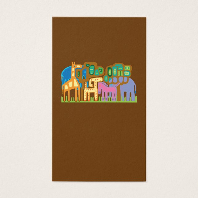 Afrikaanse kunstdieren visitekaartjes (Voorkant)