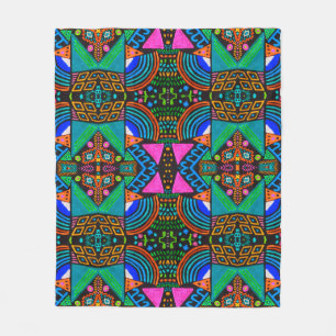 Afrikaanse kunsttekening. Naadloos aztec patroon. Fleece Deken