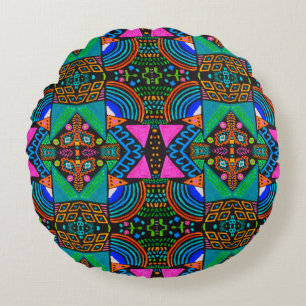 Afrikaanse kunsttekening. Naadloos aztec patroon. Rond Kussen