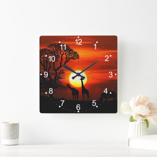 Afrikaanse landschapskust vierkante klok (Huis)