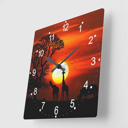 Afrikaanse landschapskust vierkante klok (Hoek)