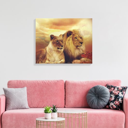 Afrikaanse leeuw en leeuwen canvas afdruk (Insitu (Woonkamer))