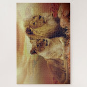 Afrikaanse leeuw en leeuwen legpuzzel (Verticaal)