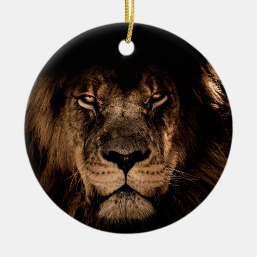 afrikaanse leeuw houdt de ogen dicht keramisch ornament (Voorkant)