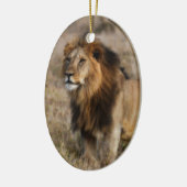 Afrikaanse Leeuw in Gras Keramisch Ornament (Links)