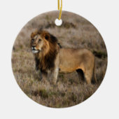 Afrikaanse leeuw in Grass Keramisch Ornament (Voorkant)