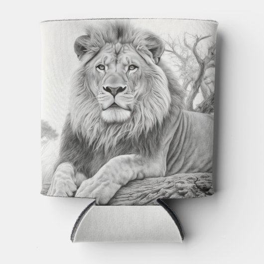 Afrikaanse leeuw potlood tekening blikjeskoeler (Voorkant)