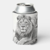 Afrikaanse leeuw potlood tekening blikjeskoeler (Blikje Achterkant)