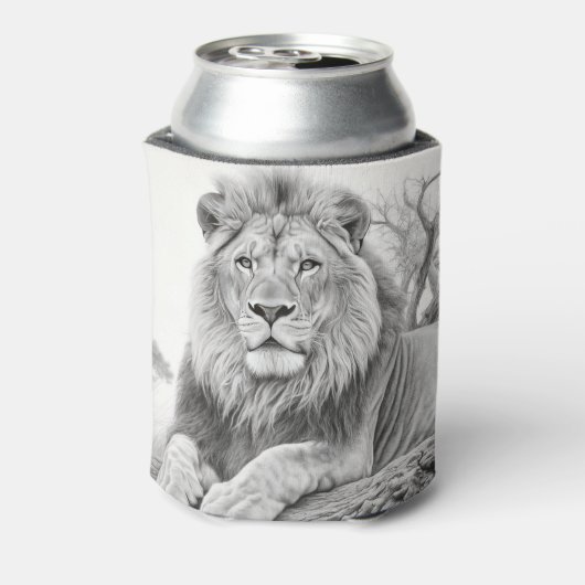 Afrikaanse leeuw potlood tekening blikjeskoeler (Blikje Achterkant)