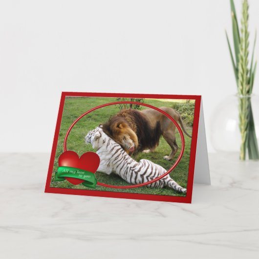 Afrikaanse Leeuw & Witte Tijger die de Kaarten van (Voorkant)