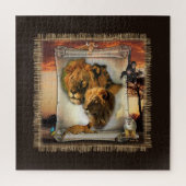 Afrikaanse leeuwenkunst legpuzzel (Verticaal)