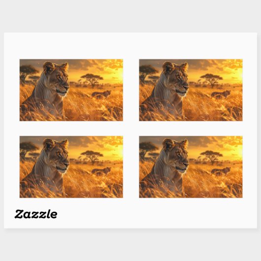 Afrikaanse leeuwin rechthoekige sticker (Vel)