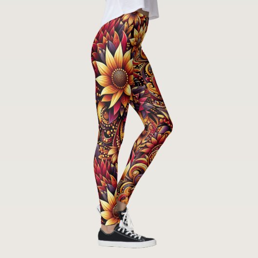 Afrikaanse lelie bloem patroon broek serene vibran leggings (Rechts)