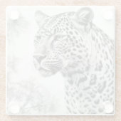 Afrikaanse Leopard Pencil Drawing Glazen Onderzetter (Achterkant)