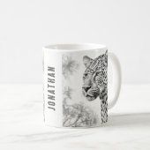 Afrikaanse Leopard Pencil Drawing Koffiemok (Voorkant rechts)