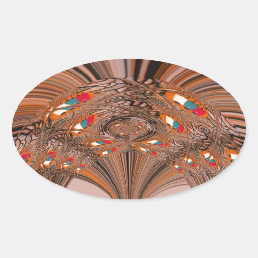 Afrikaanse Lichtblonde Kaleidoscoop Art Print Desi Ovale Sticker (Voorkant)