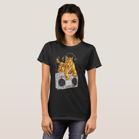 Afrikaanse lion cub boombox blaster Hop-hak-door-z T-shirt (Voorkant volledig)