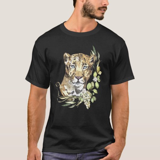 Afrikaanse luipaard I Big Cat I Wildbloemen I Wate T-shirt (Voorkant)