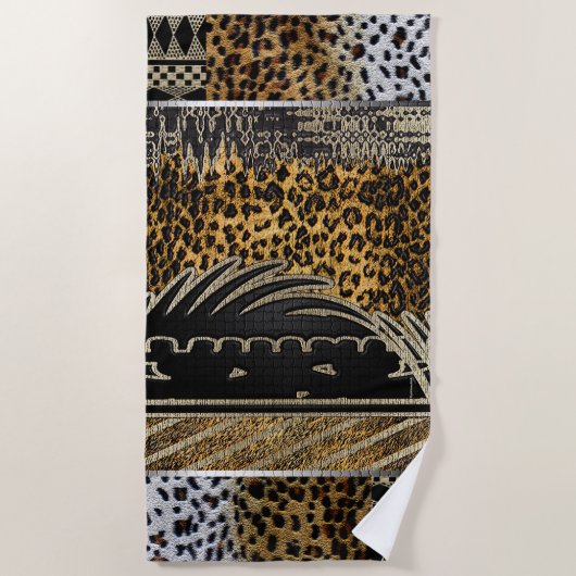 Afrikaanse luipaard in beweging strandlaken (Voorkant)