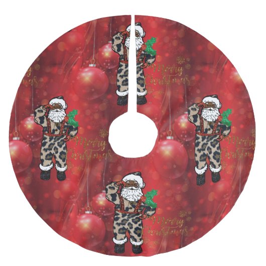 Afrikaanse luipaard santa kerstboom rok (Voorkant)