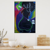 Afrikaanse maan in digitaal water poster (Keuken)