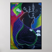 Afrikaanse maan in digitaal water poster (Voorkant)