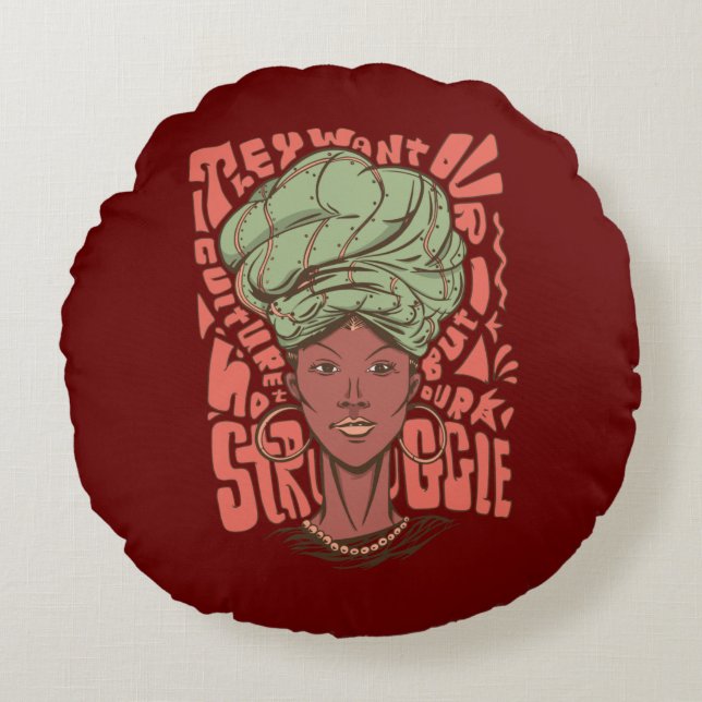 Afrikaanse maand met zwarte vrouwengeschiedenis rond kussen (Voorkant)