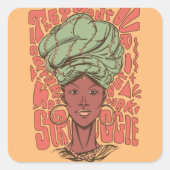 Afrikaanse maand met zwarte vrouwengeschiedenis vierkante sticker (Voorkant)