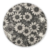 Afrikaanse madeliefjes tekening keramische knop (Voorkant)