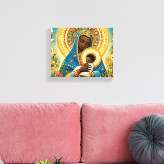 Afrikaanse Madonna en kind Canvas Afdruk (Insitu (Woonkamer))
