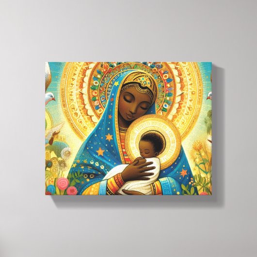 Afrikaanse Madonna en kind Canvas Afdruk (Voorkant)