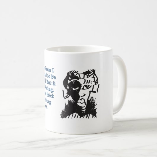 Afrikaanse Man Tekening Funny Quote Klassieke witt Koffiemok (Voorkant rechts)