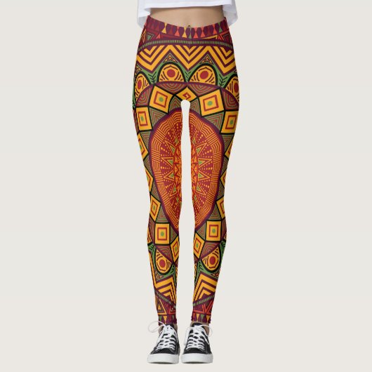 Afrikaanse mandala, Polynesische circulaire design Leggings (Voorkant)