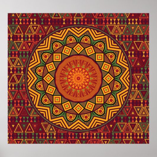 Afrikaanse mandala, Polynesische circulaire design Poster (Voorkant)