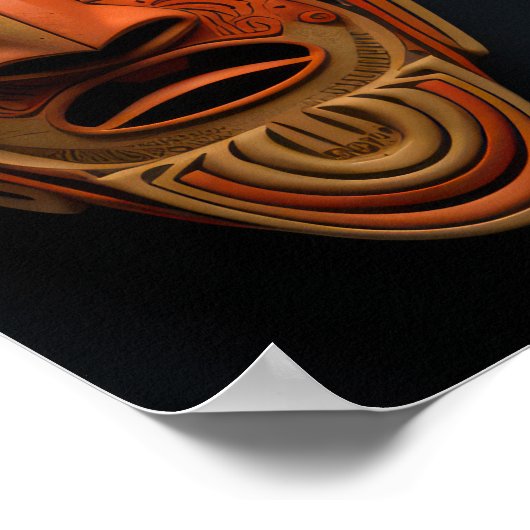 Afrikaanse maskers in sinaasappel en turquoise bla poster (Hoek)