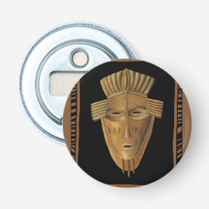 Afrikaanse maskerschildering door Chariklia Zarris Button Flesopener