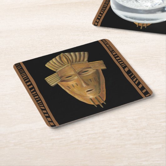 Afrikaanse maskerschildering door Chariklia Zarris Kartonnen Onderzetters (Schuin)