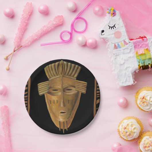 Afrikaanse maskerschildering door Chariklia Zarris Papieren Bordje (Feest)