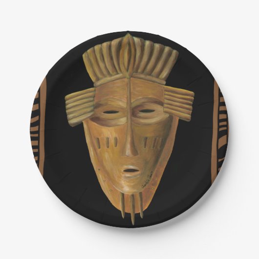 Afrikaanse maskerschildering door Chariklia Zarris Papieren Bordje (Voorkant)