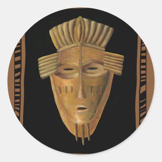 Afrikaanse maskerschildering door Chariklia Zarris Ronde Sticker (Voorkant)