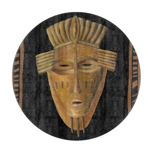 Afrikaanse maskerschildering door Chariklia Zarris Snijplank (Voorkant)