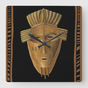Afrikaanse maskerschildering door Chariklia Zarris Vierkante Klok