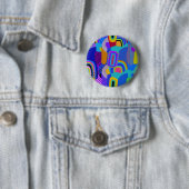 Afrikaanse Maximalistische Landschapskaart Ronde Button 5,7 Cm (In situ)